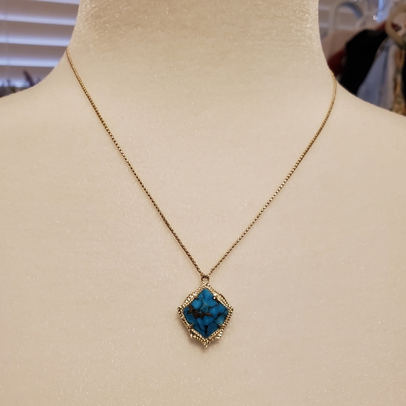Kendra Scott Kacey Bronze Veined Turquoise Necklace - Picture 2 of 3